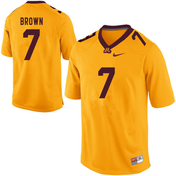 Men #7 Solomon Brown Minnesota Golden Gophers College Football Jerseys Sale-Yellow - Click Image to Close
